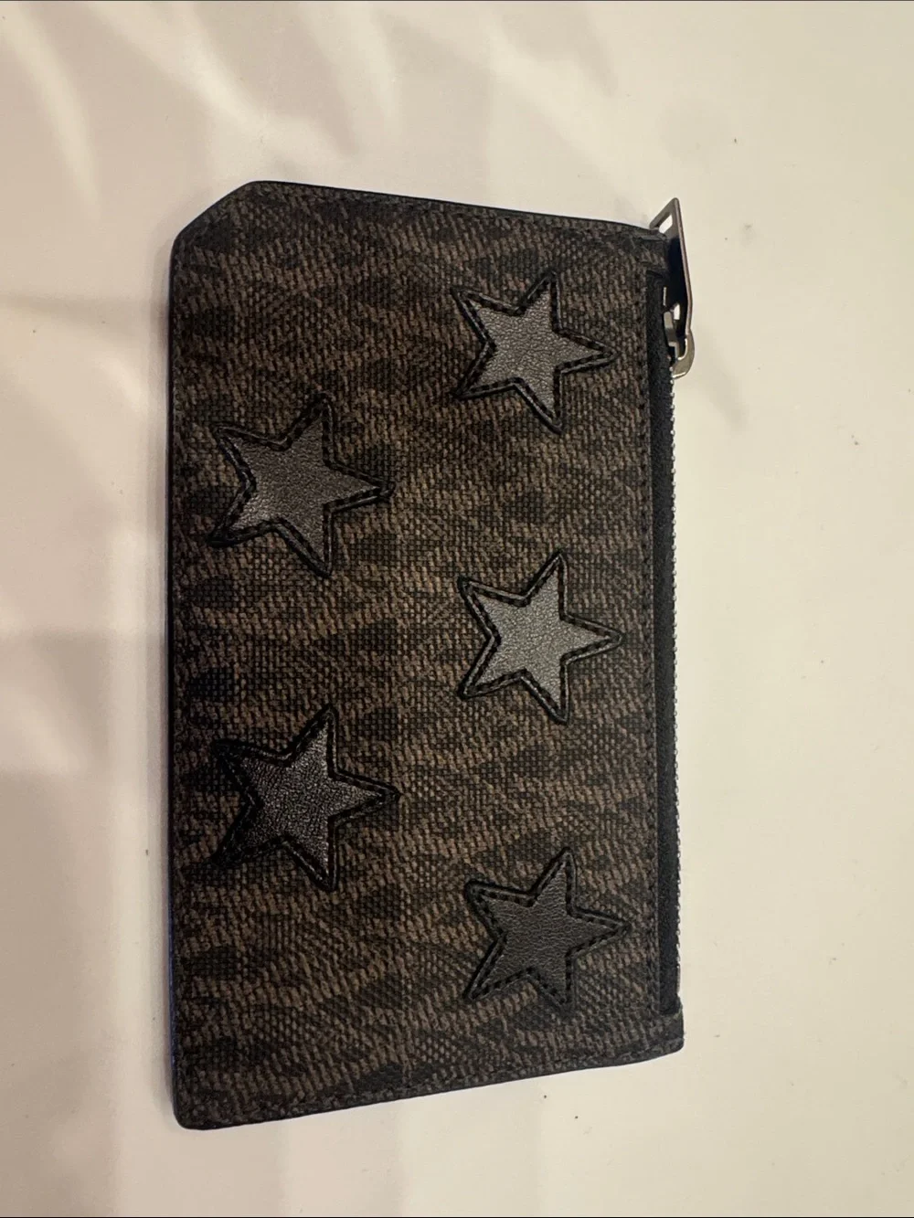 Saint Laurent Brown and Black Star-Accent Zip Wallet